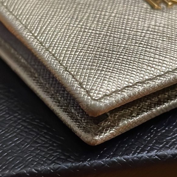 Soldā„ļøPRADA Small Leather Wallet in Metallic Silverš - Picture 12 of 14
